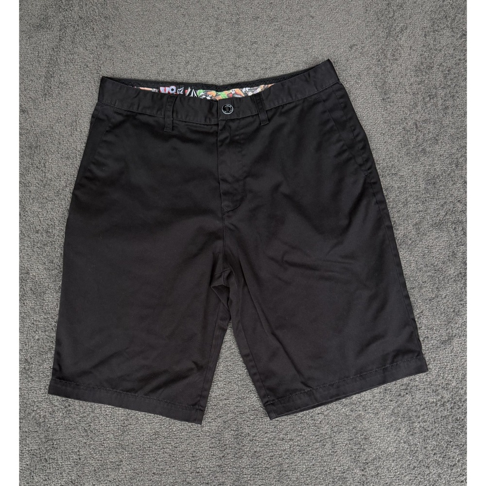 Volcom Frickin Chino Shorts Black Mens Size 32 Skate Streetwear A0948P1